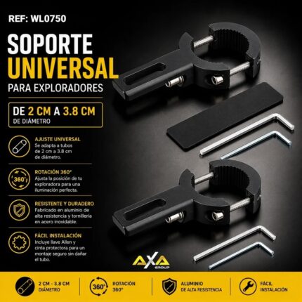 Soporte Universal para Exploradoras – Defensas Tubulares 2 a 3.8 cm (PAR)